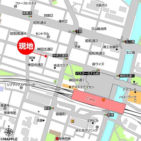 リヴェント尼崎の地図写真