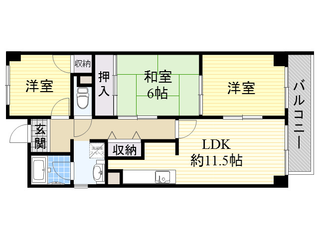 阪急千里線 千里山駅 徒歩22分 6階建 築30年の間取り写真