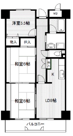 JR東海道・山陽本線 吹田駅 バス乗車時間：7分 上山手町バス停で下車 徒歩5分 8階建 築31年の間取り写真