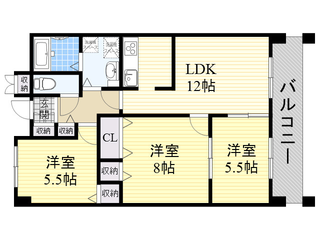 北大阪急行電鉄 緑地公園駅 徒歩10分 5階建 築27年の間取り写真