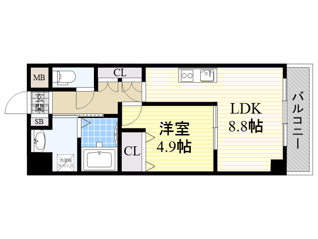 北大阪急行電鉄 江坂駅 徒歩3分 10階建 築9年の間取り写真
