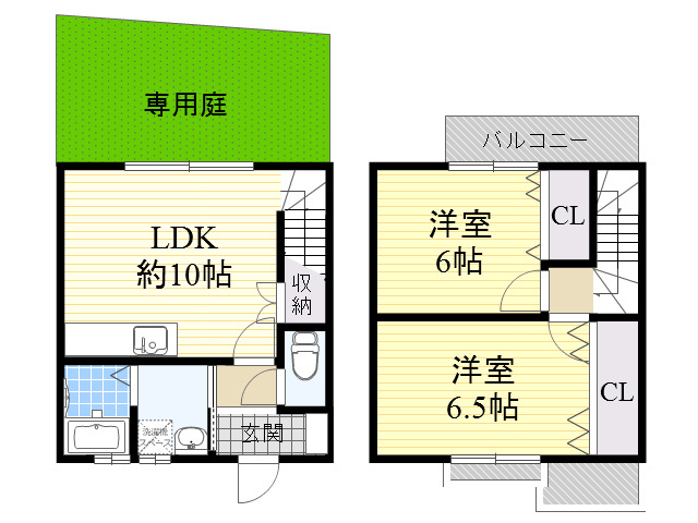 近鉄奈良線 瓢箪山駅 徒歩10分 2階建 築20年の間取り写真