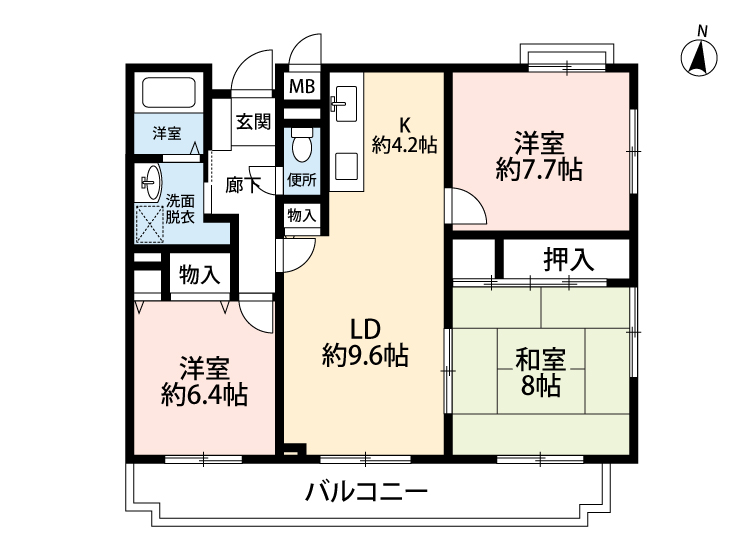 シャトレーヌ夙川A棟の間取り写真