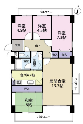 日商岩井芦屋ガーデンヒルズの間取り写真