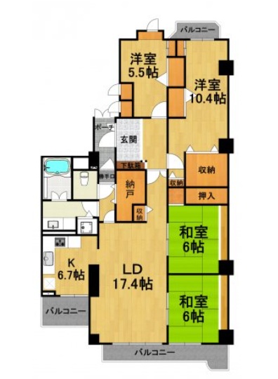 白鷹松下町マンションの間取り写真