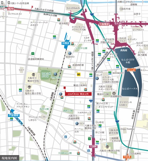 esteOeste難波元町の地図写真