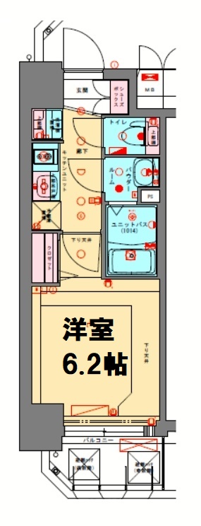 プレサンス長堀通グレイタスの間取り写真