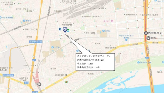スワンズシティ新大阪ヴィーヴォの地図写真