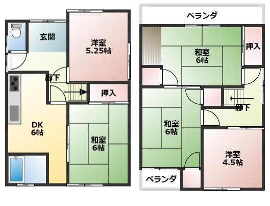 桜井線 桜井駅 徒歩15分 2階建 築57年の間取り写真