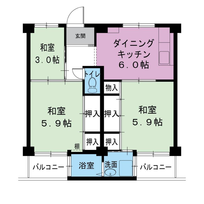 ビレッジハウス宮の前2号棟の間取り写真