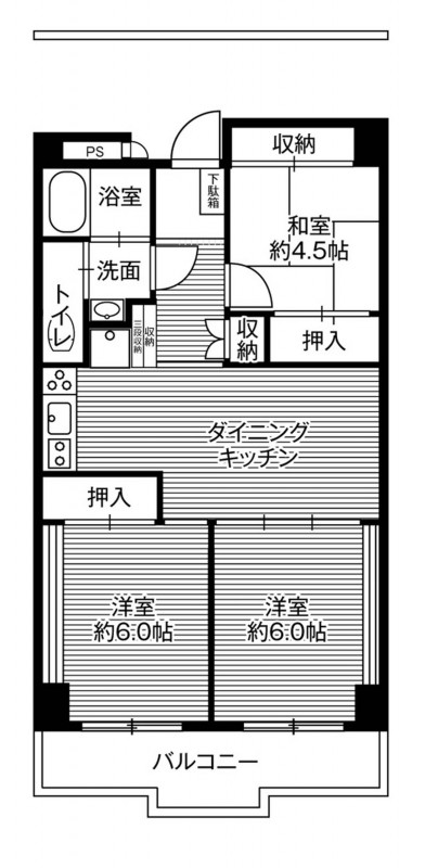 ビレッジハウス栃木日ノ出タワー1号棟の間取り写真