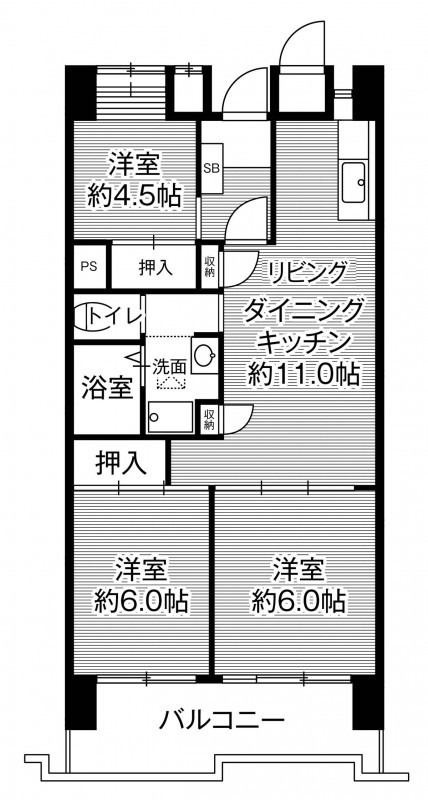 ビレッジハウス光南タワー1号棟の間取り写真
