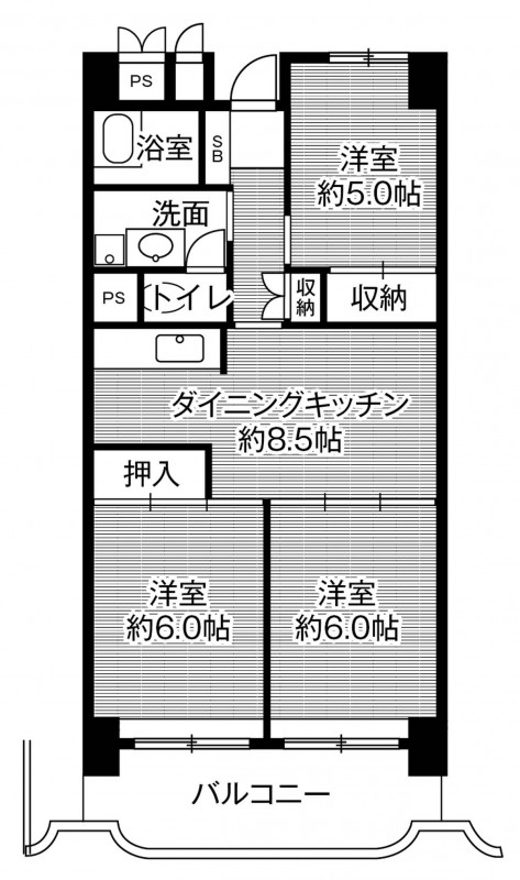 ビレッジハウス岐阜タワー1号棟の間取り写真