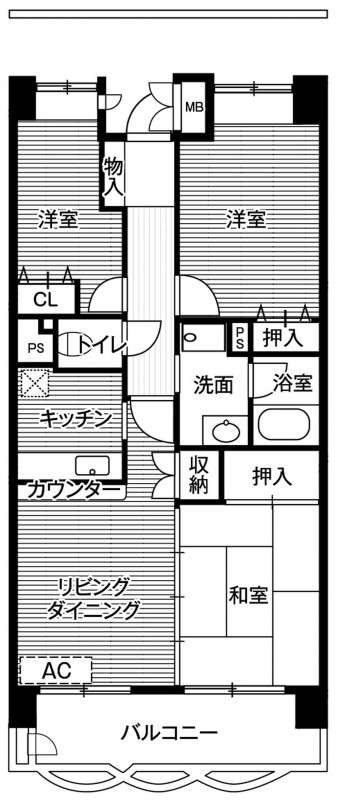 ビレッジハウス潮見タワー1号棟の間取り写真